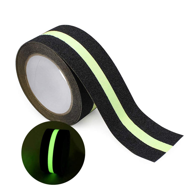 Anti Slip Tape with Glow in the Dark Strips,reflective gripper Tape for Stairs,Non Slip Stair Treads,Waterproof adhesive friction rubber grip,anti skid safety tape for steps,skateboards.(2in x 16.4Ft)