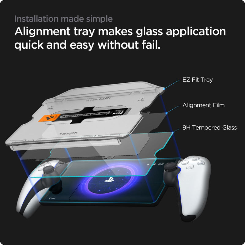 [Australia - AusPower] - Spigen Tempered Glass Screen Protector [GlasTR EZ FIT] designed for PlayStation Portal Remote Player - 1 Pack 