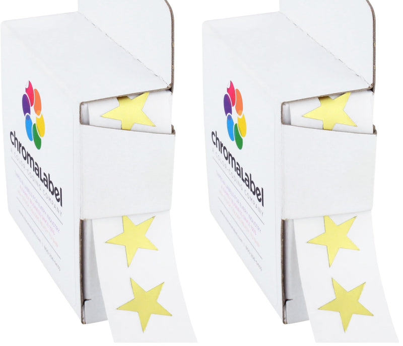 ChromaLabel 0.75 Inch Color Code Star Labels, 1000 Dispenser Box, Metallic Gold (Pack of 2) 3/4" (Pack of 2)