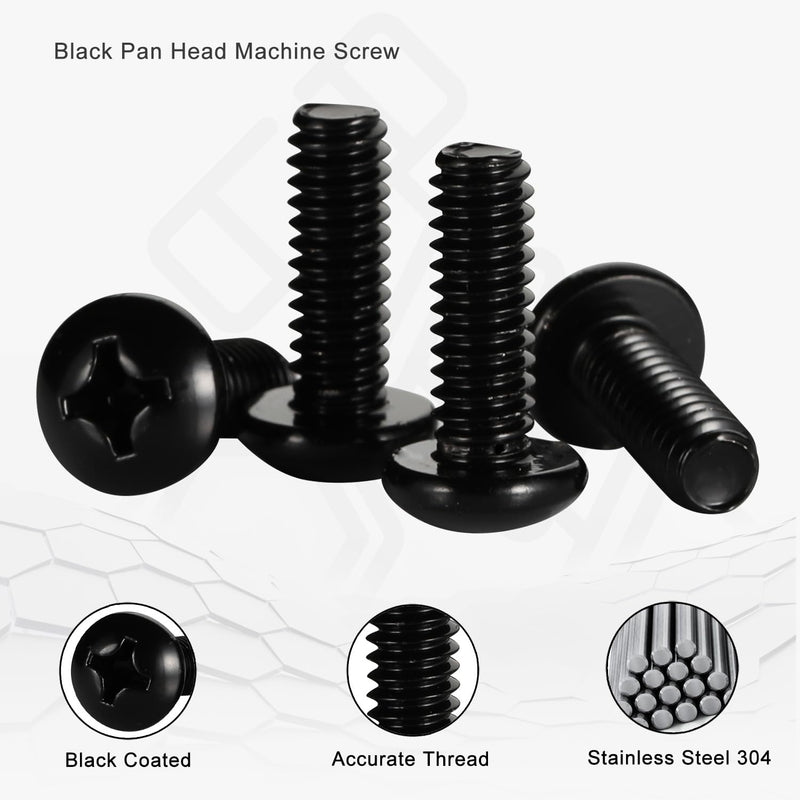 [Australia - AusPower] - 8-32 x 3/4" Pan Head Machine Screws, Stainless Steel 18-8 Black Finish, Fully Threaded, 100 PCS 8-32 x 3/4" 