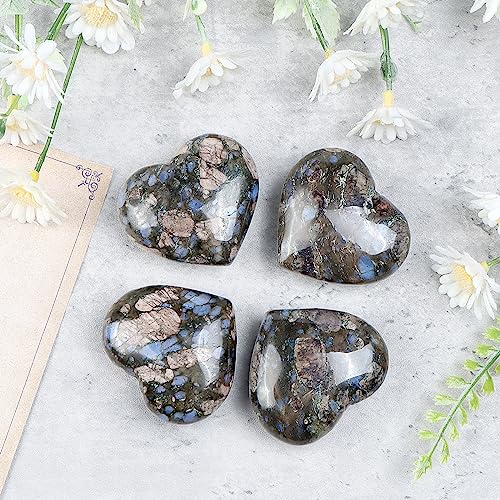 Artistone 2 Inch Glaucophane Stone Crystal Heart Healing Crystals Heart Stones Polished Pocket Love Gemstones Chakra Balancing Meditation Massage Gift