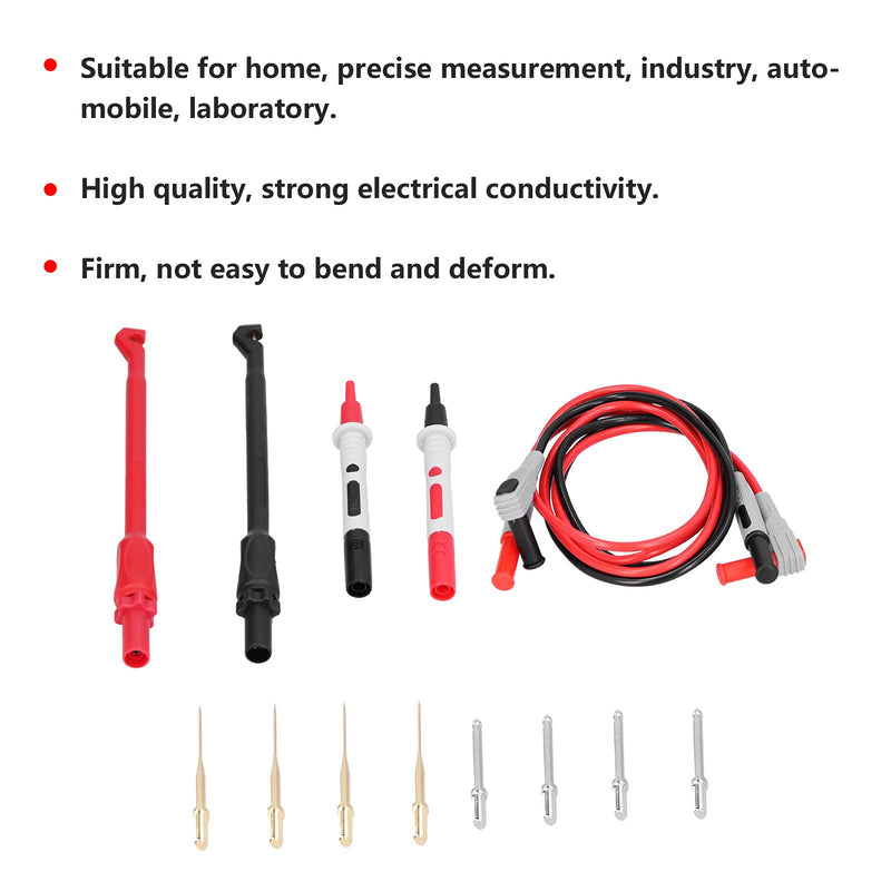 [Australia - AusPower] - P1033B Banana Plug Test Leads Kit, Replaceable Needle & Hook Probes for Multimeter, High Conductivity Brass & Silicone, Ideal for Home, Lab, Auto & Industrial Use 