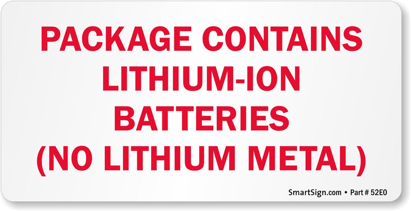SmartSign 'Package Contains Lithium-Ion Batteries No Lithium Metal' Shipping Labels - 250/Roll, 2" x 4", Semi-Gloss Paper Stickers, DOT-Compliant Warning Labels for Transportation, Red/White