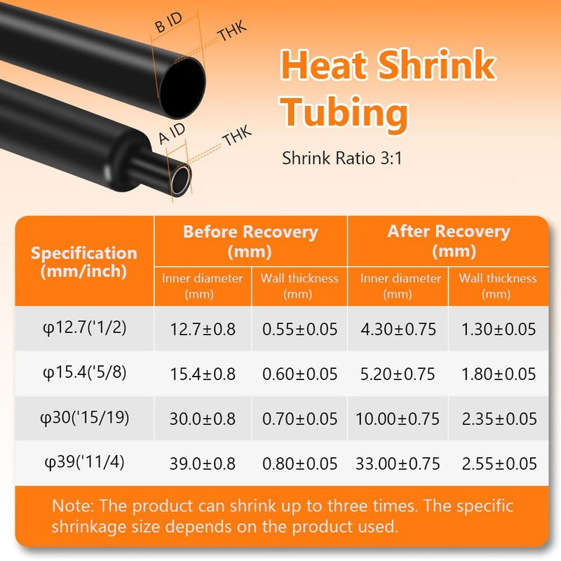 3:1 Heat Shrink Tube, Diameter 15.4 mm, 1.5 m Length, Heat Shrink Tubing, Waterproof Cable, Connect, Heat Shrink Tubing, Insulation Tape, Black for Cable Insulation, Marking, Cable Bundling, Repair (Diameter 15.4 mm) Durchmesser 15,4 mm