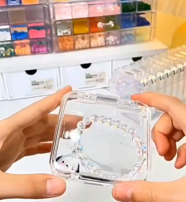 Acrylic jewelry box, crystal storage box, crystal bracelet transparent desktop storage box, portable jewelry box, a long box (9*3.5*2.4 inches) and 12 small boxes (3.4*3.4*0.6 inches).