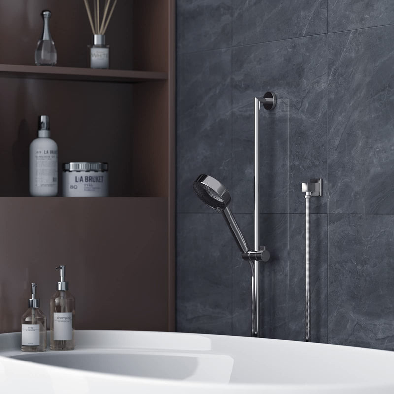 100% Brass Wall Supply Elbow For Hand Shower, Solid Brass Square Wall Elbow With Check Valve (Square, Polished Chrome)