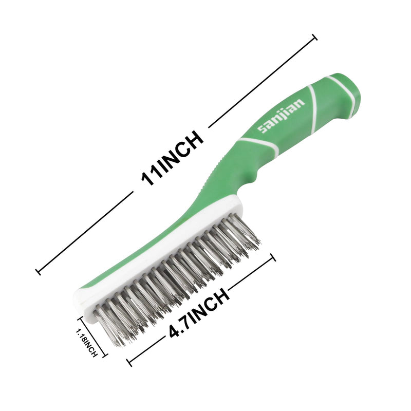 [Australia - AusPower] - Wire Brush for Cleaning-Heavy Duty 11 Inch Stainless Steel Wire Scratch Brush for Cleaning Rust with Rubber Covered Handle 