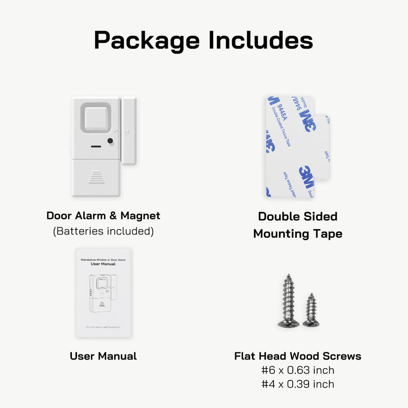 [Australia - AusPower] - Door Window Alarm - 2 Pack - Adjustable Volume Door Alarm Sensor Wireless Door Alarms for Kids Safety, Door Open Chime Burglar Alert Window Alarm for Home Security, Kids Safety, Apartment, by Rosmila 