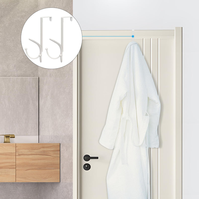 [Australia - AusPower] - FYY Over The Door Hooks - 2 Pack Door Hangers with Sponge Pad Prevent Scratches Heavy Duty Organizer Hooks for Living Room, Bathroom, Bedroom, Kitchen Hanging Clothes, Robe, Towels, Hats, Bags White 