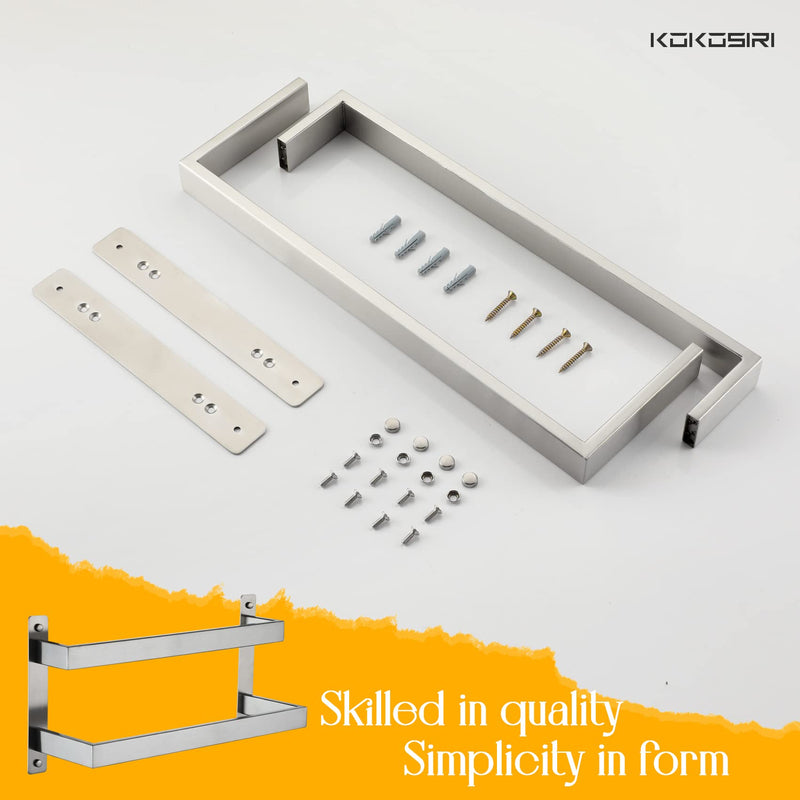KOKOSIRI Hand Towel Bars 16 Inches Bathroom 2-Tiers Ladder Towel Rails Towel Holders Wall Mounted Towels Shelves Rack Brushed Stainless Steel, B5008BR-L16 Brushed Nickel 16-Inch
