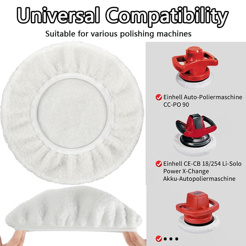 [Australia - AusPower] - Set of 4 Polishing Hoods, 220 mm - 250 mm Lambswool Polishing Hoods, Polishing Covers for Einhell Battery Car Polishing Machines, Car Polishing Pad, Compatible CE-CB 18/254 Li, CC-PO 90 