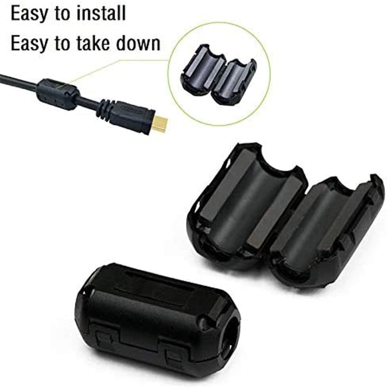 [Australia - AusPower] - 7mm Ferrites Ring Double Clip-on Ferrite Ring Core RFI EMI Noise Suppressor Cable Clip for Video Cable, Coax Cable, Power Cable, Black (Pack of 20) 7mm 