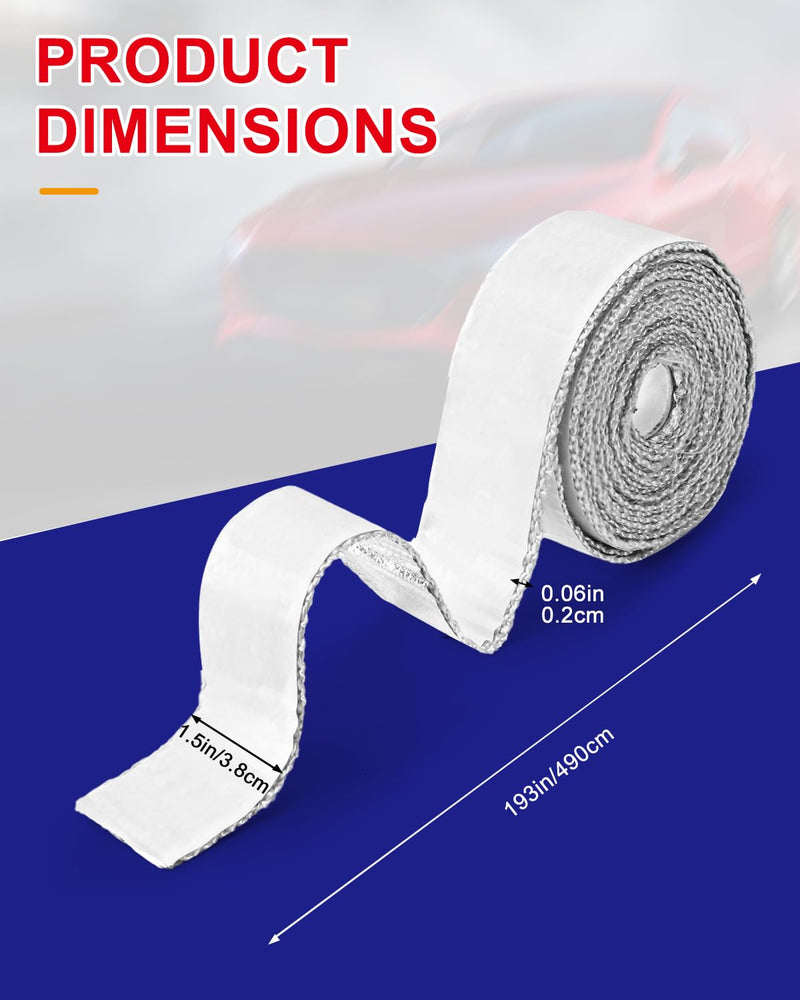 3PCS Thick Heat Shield Tape, 1.5" x 15Ft Each White Self-Adhesive Heat Barrier Wrap for Car, Truck, Exhaust, Wires, Fuel Lines, Firewall & Engine Bay, Reflects Up to 90% Radiant Heat White Heat Shield Tapes *3