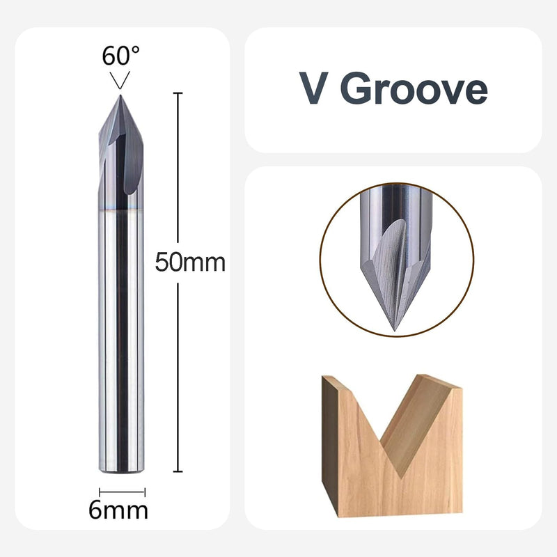 [Australia - AusPower] - SpeTool Set of 2 Chamfer Cutter Engraving Cutter 3 Flutes V Groove Cutter 6 mm Shank 60 Degree Solid Carbide Engraving Cutter End Mill Wood Cutter with TiAlN Coating CNC Milling Cutter for Router 