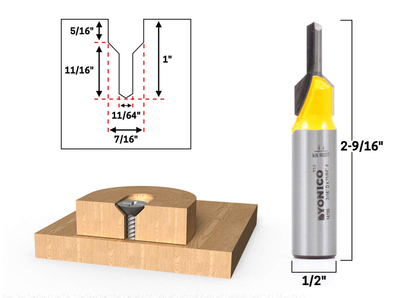 YONICO Router Bits Counter Sink & Screw Slot 1/2-Inch Shank 14199 Counter Sink - 1/2" Shank