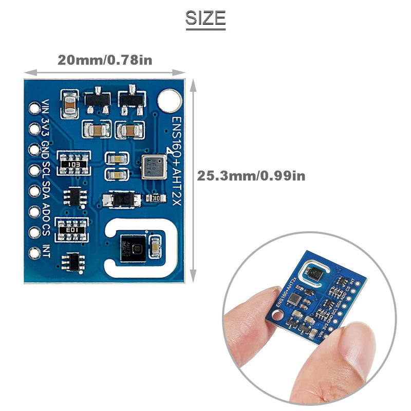 [Australia - AusPower] - ENS160+AHT21 Temperature and Humidity Sensor Carbon Dioxide CO2 eCO2 TVOC Air Quality Module 3 in 1 Sensor High-Precision with Dupont Cable,for Arduino ENS160+AHT21 