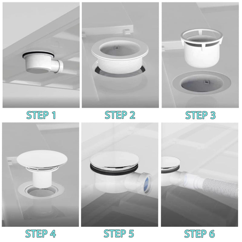 Low Profile Shower Drain, 1.5" Side Outlet Drain Assembly with Perforated Filter, PVC Side Outlet Drain, Flexible Drain 38mm 40mm Dual Purpose Design
