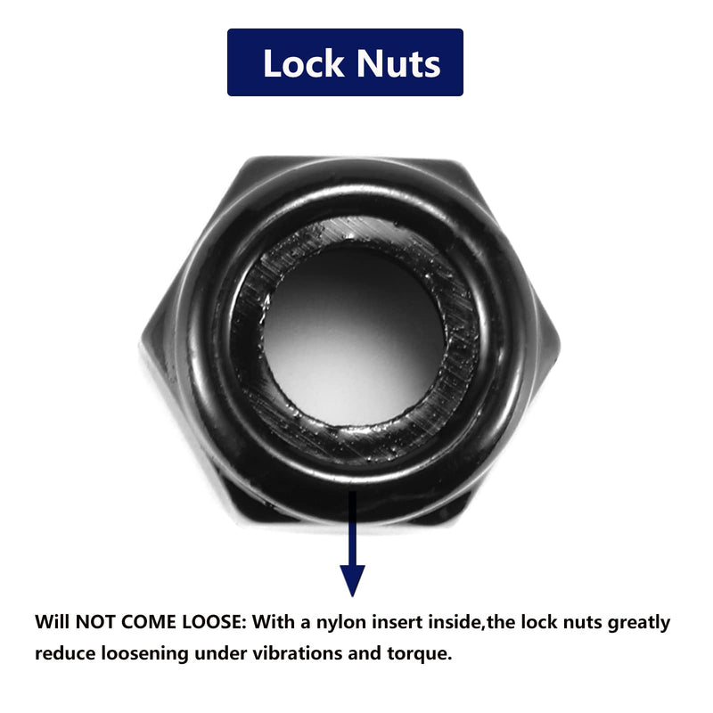 1/2-13 Nylon Insert Hex Lock Nuts 50Pcs 304 Stainless Steel Locknuts, Hex Drive, Bright Finish, Black Oxide by SG TZH 50 1/2-13
