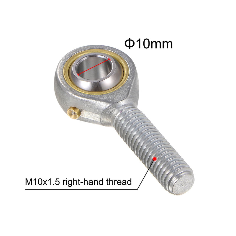 [Australia - AusPower] - uxcell 2pcs POS10 M10 Male Rod End Bearing M10x1.5 Right Hand Thread, Self-Lubricating Joint Rod Ends, includes Jam Nut 