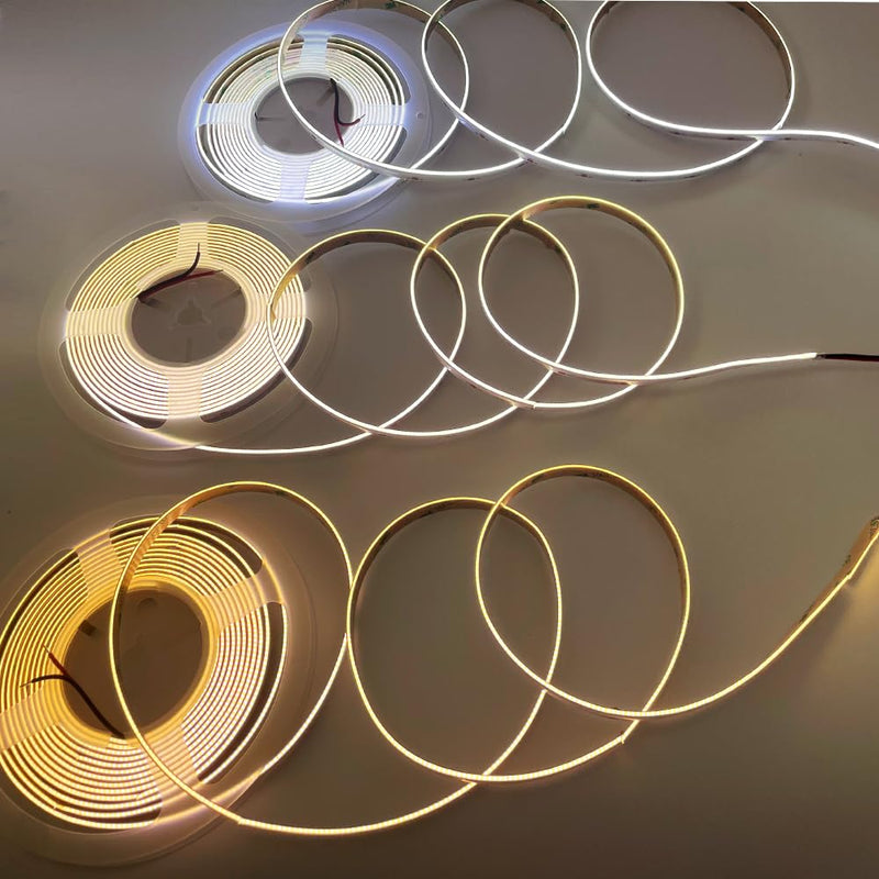 DC24V 3mm Thick Side-Emitting 8MM PCB COB LED Strip Light Flexible UHB Tape 480LEDs/M Flexible High Brightness Lights Side Illuminated Lamp 3000K/ 4000K/6000K (Natural Light 4000K) Natural Light 4000K