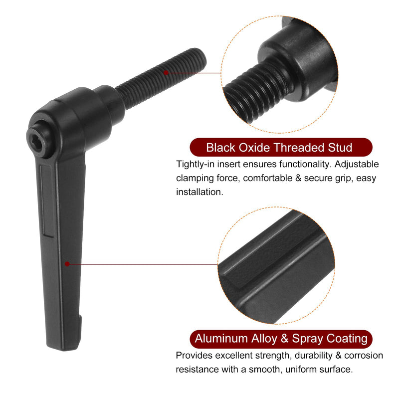 [Australia - AusPower] - 10pcs Adjustable Clamping Lever Handles M8 x 40mm Male Thread Bolt Knobs Rotating Screw Locking Quick Release Ratchet Push Button Handle, Black 