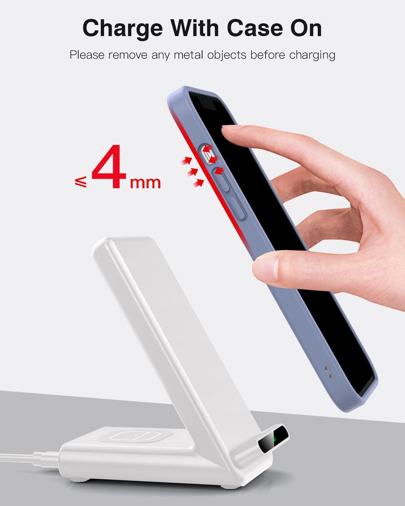 [Australia - AusPower] - Wireless Charging Station,3 in 1 Wireless Charging Stand Made for Apple Watch Ultra 9 8 7 6 SE 5 4 3,Fast Wireless Charger Made for iPhone 15/Plus/Pro Max/14/13/12/11/X,for AirPods Pro(with Adapter) White 