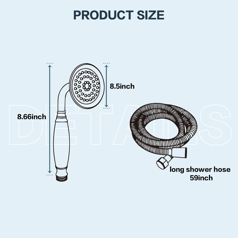 ENGA Vintage Hand-held Shower Rain Sprayer Telephone Shaped Ceramic Shower Head with 59 Inch Hose for Bathroom (Chrome Finish) Chrome Finish