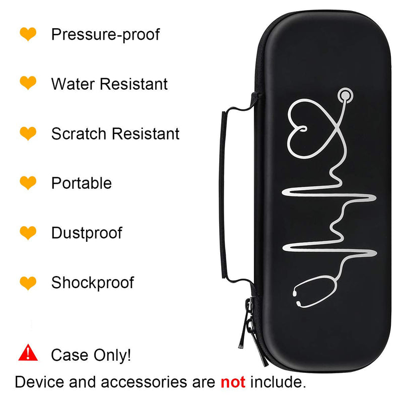 [Australia - AusPower] - BOVKE Stethoscope Case for 3M Littmann Classic III, Lightweight II S.E, MDF Acoustica Deluxe Stethoscopes - Extra Room for Medical Bandage Scissors EMT Trauma Shear and LED Penlights, Black Black_Pu Leather 