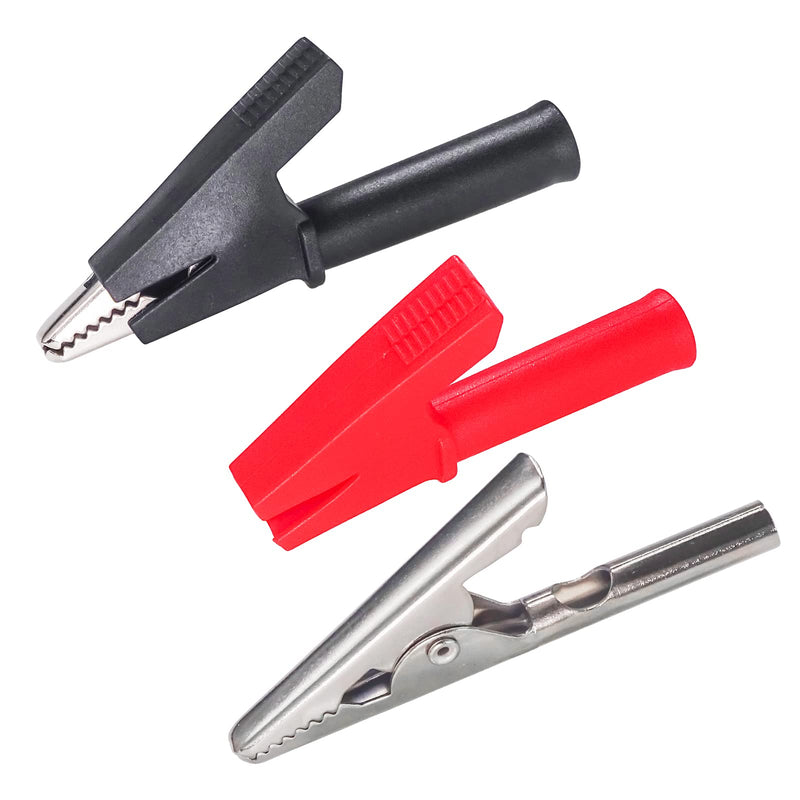 [Australia - AusPower] - 4PCS Heavy Duty Insulated Alligator Clips PVC Crocodile Clamps Nickel Plated Copper Connector 1000V 20A for Home Electrical Laboratory Testing 