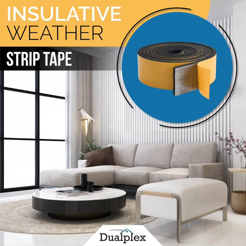 High Density Foam Weather Stripping Door Seal Strip Insulation Tape Roll for Insulating Door Frame, Window, Air Conditioner | Self Adhesive Sealing Weatherstrip (3 in x 1/4 in x 10 Ft, Black) 3 In x 1/4 In x 10 Ft