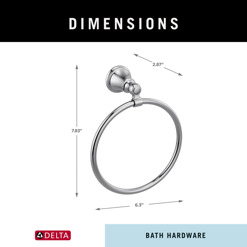Delta Woodhurst (1-Pack) Hand Towel Holder Polished Chrome Towel Racks for Bathroom Wall Round Towel Ring Holder for Bath Towel Hanger for Kitchen, Bathroom Accessories 73246 6.3 x 2.87 x 7.83 inches