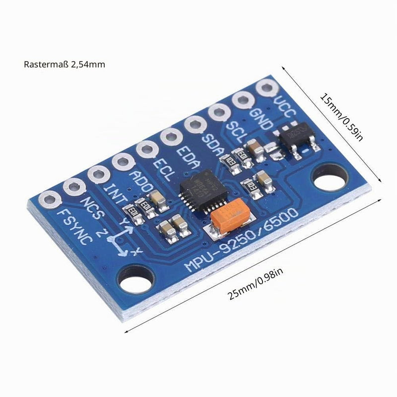 Gyroscope Module, MPU-9250 GY-9250 Module Gyroscope Module MPU-9250 9-Axis 16-Bit Gyroscope Acceleration Magnet Sensor 3~5V for Accurate Measurements