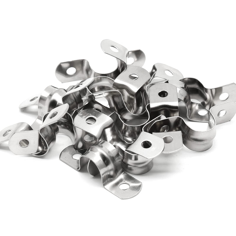 [Australia - AusPower] - 30Pcs M12 Rigid Pipe Strap, 1/2" Stainless Steel 2 Holes Cable U Bracket Pipe Clamp for Fixing Pipe or Cable, 0.47" Width 30Pcs M12 