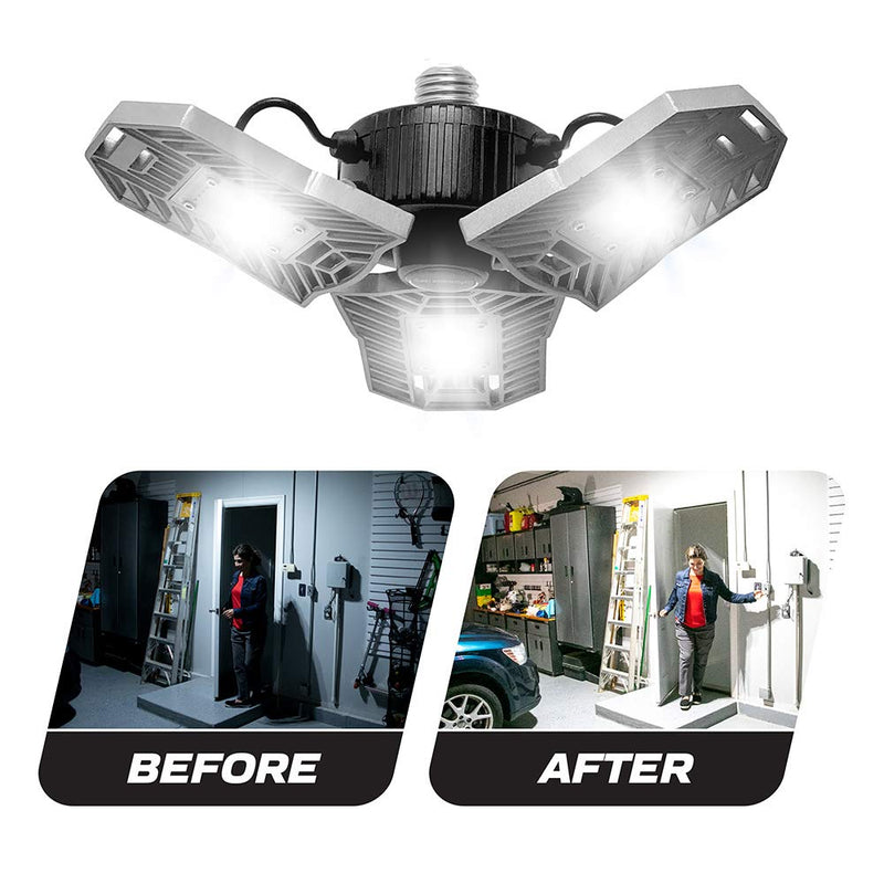 [Australia - AusPower] - TRIBURST Aluminum LED Garage Lights 6500K 4000 Lumen  Adjustable Ceiling Lights, Ultra Bright Lighting with 144 Bulbs and Multi-Directional Triple Panel for Indoor, Bedroom, Living Room 