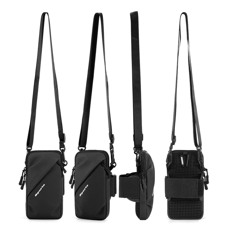 [Australia - AusPower] - Phone Holder, Small Crossbody Shoulder Holsters Bag with Arm Band, Fits iPhone and Android, Use for Running, Walking, Hiking & Biking (6.7 Inches, Black) 