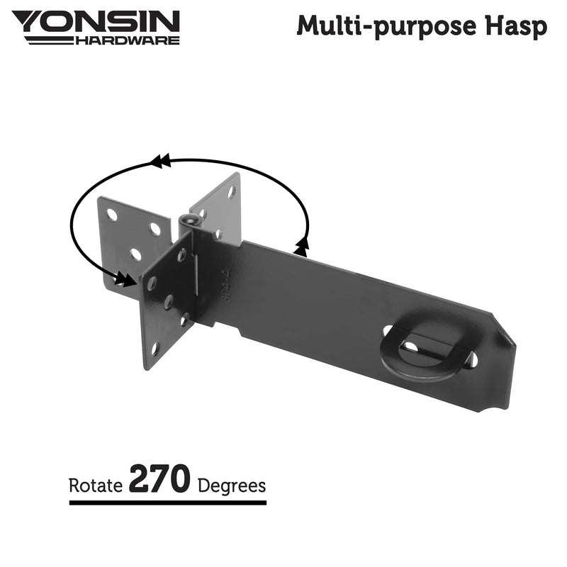 [Australia - AusPower] - 5" Door Padlock Safety Hasp Latch, Door Hasp Clasp Lock Gate Shed Hasp Latch Lock for Door Window Cabinet Pet Cage Toolbox Shed Fence, 304 Stainless Steel, Matte Black Finish, 1 Pack 5 Inch 