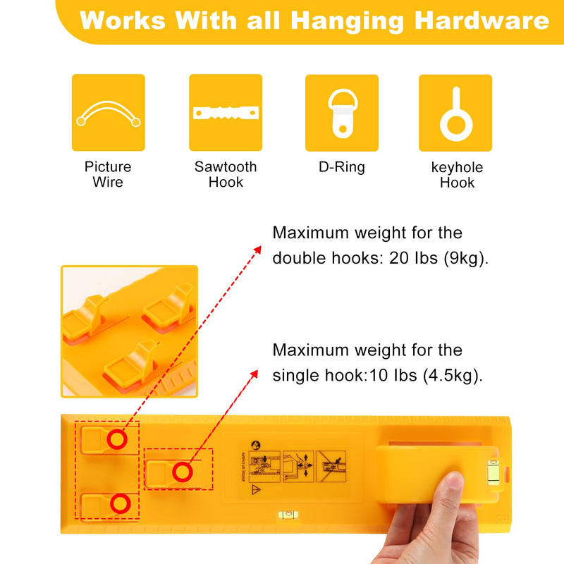 Picture Hanging Kit, Include Picture Hanging Tool with Level/ Picture Hanging Hareware/ Small Hammer, for Easy Hang and Level, Goodsnova Wall Hanging Kit Assorted with Sawtooth/ Wire Hanger Fresh