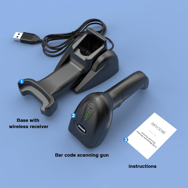 [Australia - AusPower] - Symcode QR Industrial Bluetooth Barcode Scanner with Wireless Charging Stand, Wireless 2D 1D Bar Code Scanner Drop Protection Shock Dust Proof Hands Free Auto-Sensing Stand Barcode Scanner 2D Barcode Scanner with Wireless Charging Stand 
