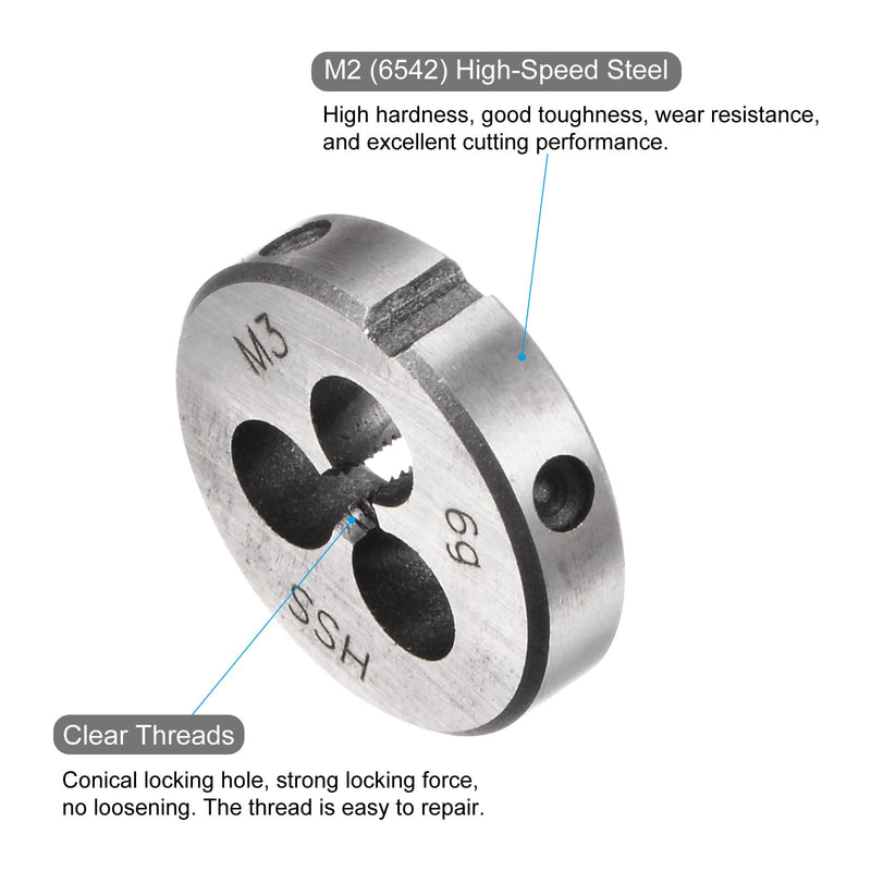 [Australia - AusPower] - uxcell Round Threading Dies, Metric M3 x 0.5 Thread (Right Hand), High Speed Steel (HSS) Screw Cutting Die Repair Tool 