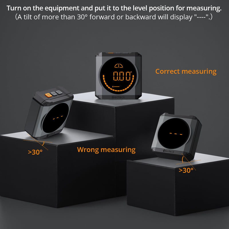 [Australia - AusPower] - Neoteck Digital Angle Finder LED Rechargeable Level Box Protractor Bevel Gauge Inclinometer with Magnetic Base IP54 Waterproof for Woodworking Home Decoration Black 