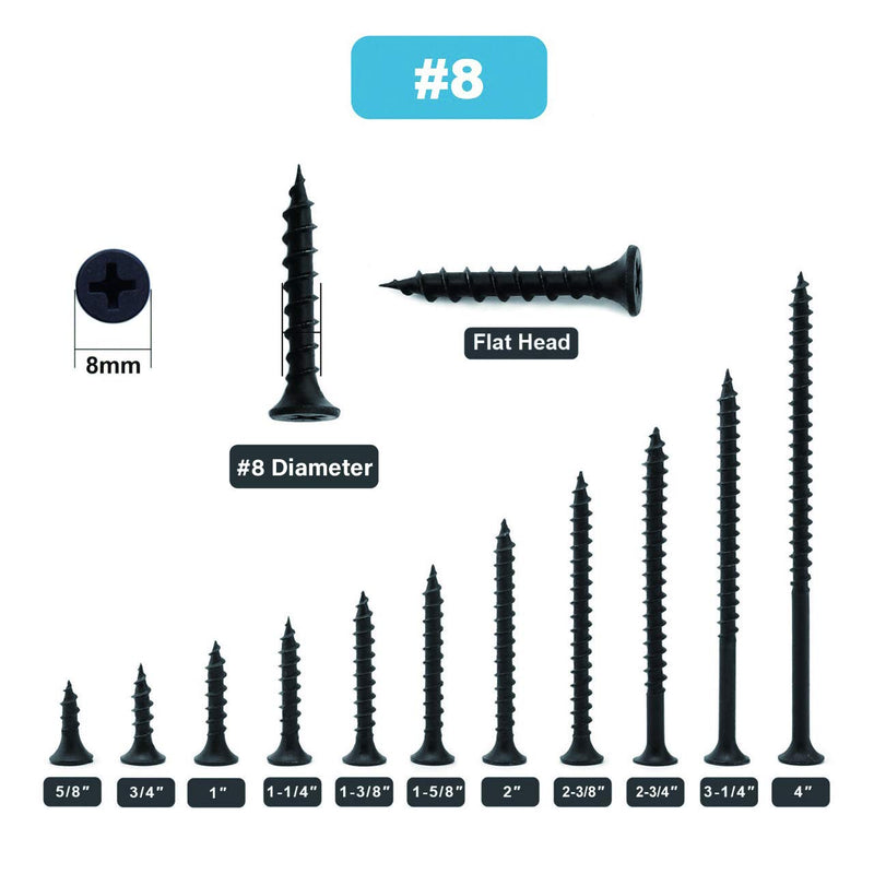 [Australia - AusPower] - #8 x 2" Wood Screw 50PCS Black Phosphate Coated Stainless Flat Truss Head Fast Self Tapping Drywall Screws by SG TZH 50 #8 x 2" 