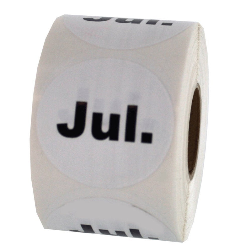 LabelValue.com | July Date Inventory Stickers 1.5" Round - 500 White Labels Per Roll