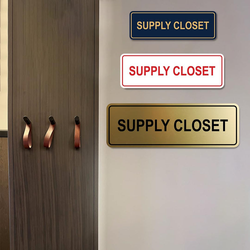 Signs ByLITA Standard Supply Closet Wall or Door Sign | Office Storage Signage (Black) - Large 2 Pack 3 x 9" - Large (2 Pack) Black