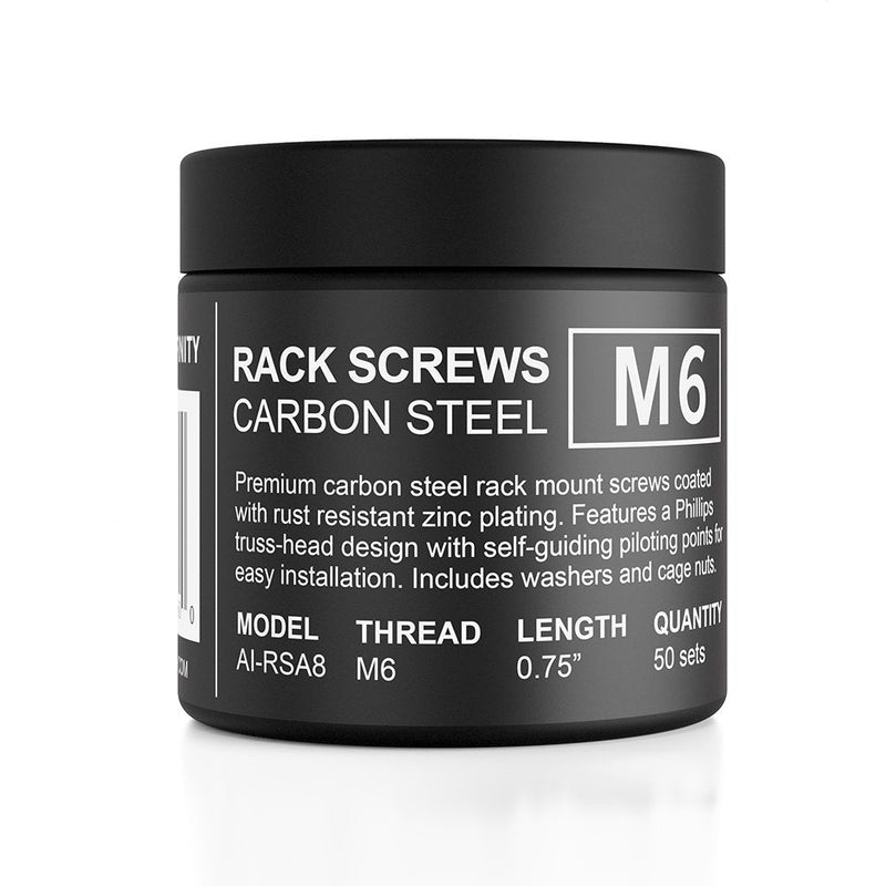 [Australia - AusPower] - AC Infinity Carbon Steel M6 Rack Screws, Nylon Washers, and Cage Nuts. 50-Piece Set for Equipment Server Racks, enclosures, and cabinets. Black One Size 