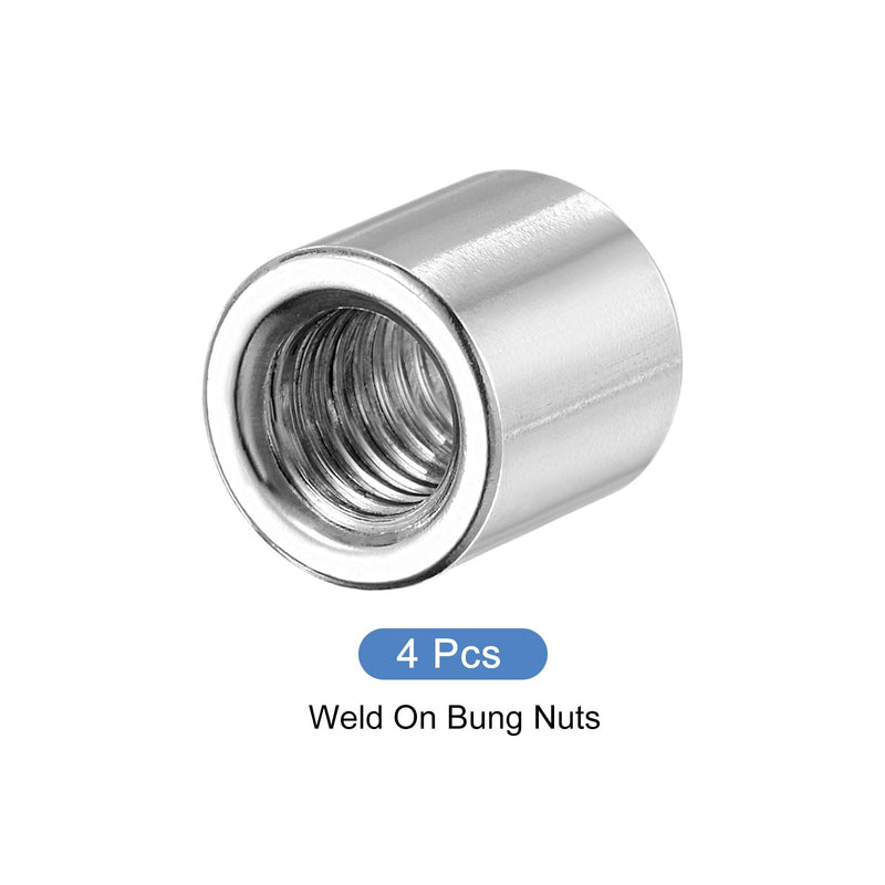 [Australia - AusPower] - Weld on Bung Nut (M8x12mmx12mm) 4Pcs, Stainless Steel Insert Weldable Fuel Tank Fitting - for Component Maintenance, Weld-On Adapter M8x12mmx12mm 4 