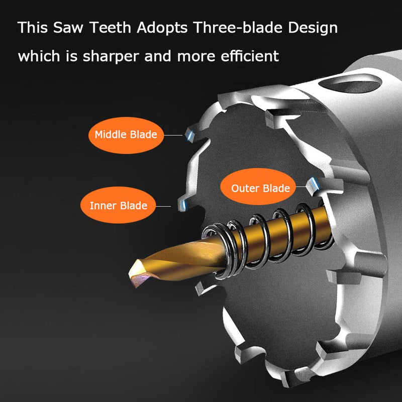 ASNOMY Tungsten Carbide Tipped Hole Saw Drill Bit for Hard Metal, 4-1/2 Inch T.C.T Hole Saw Cutter with 2pcs Titanium-Plated Pilot Drill bit for Metal, Stainless Steel, Iron, Wood, Plastic 115mm | 4-1/2''