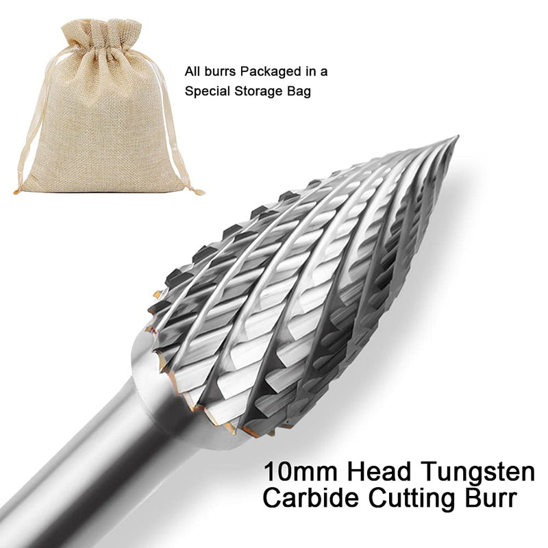 [Australia - AusPower] - ASNOMY Tungsten Carbide Cutter - 5 Piece Rasp Set 10 mm Carbide Rotary Milling Set Burr for Cutting Grinder, Metal Carving, Polishing, Engraving, Drilling with 6 mm Shank Milling Bit Set 5 x 1/4" Shank Carbide Rotary Burr 