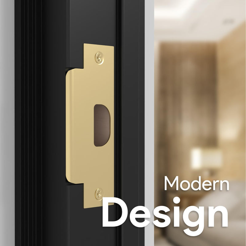 [Australia - AusPower] - Mega Handles T-Strike Door Plate - Durable Door Strike Plate, Gold Strike Plates for Interior Doors Satin Brass ASA Strike 