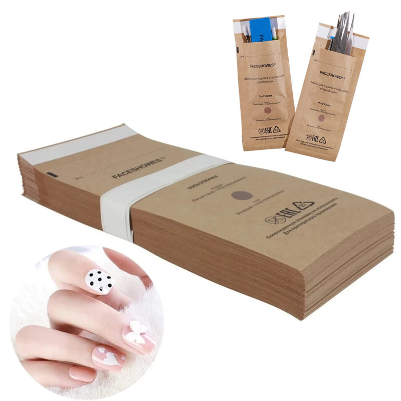 [Australia - AusPower] - Sterilisation Bags, Disposable Sterilisation Bags, Self-Sealing Sterilisation Bag, for Cosmetics and Nail Tools, 75 x 150 mm (Pack of 50) 
