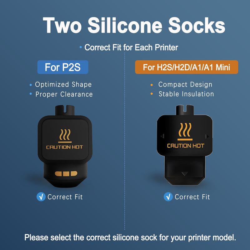 [Australia - AusPower] - 4PCS 0.2/0.4/0.6/0.8mm Hotend Compatible with Bambu Lab P2S/H2S/H2D/A1/A1 Mini – Quick Swap Extruder Print Head with 4 Silicone Cover Socks 